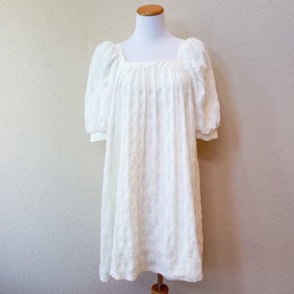 Anthropologie Maeve white eyelet puff sleeve dress - Picture 6 of 10